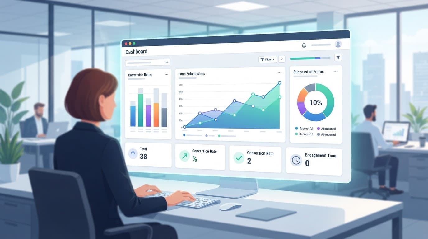 A clean digital dashboard showing form conversion metrics and graphs.